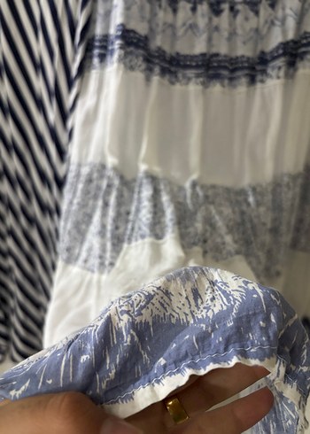 LC Waikiki Kadın Kısa Mavi Çizgili Pamuklu Pantolon - Görsel 4