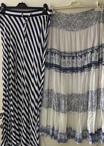 LC Waikiki Kadın Kısa Mavi Çizgili Pamuklu Pantolon - Görsel 6