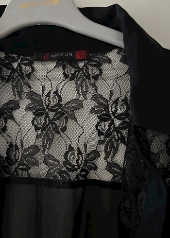 Siyah Dantel Detaylı Midi Kadın Gömlek - Görsel 3