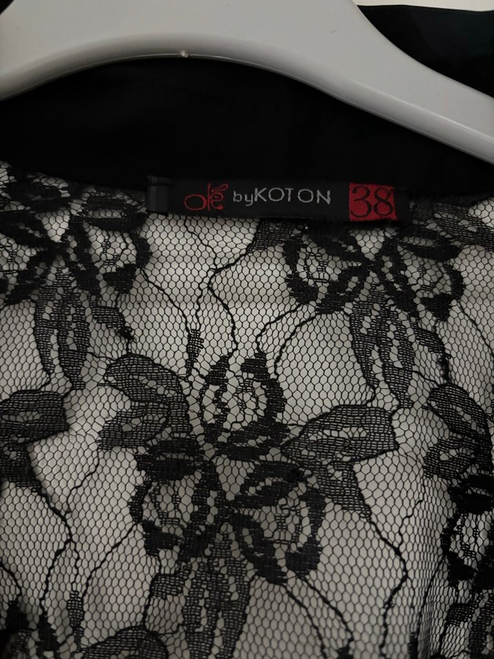 Siyah Dantel Detaylı Midi Kadın Gömlek - Görsel 4