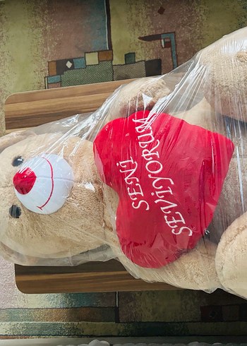 Kahverengi Peluş Ayıcık Kalpli - Seni Seviyorum - Görsel 2