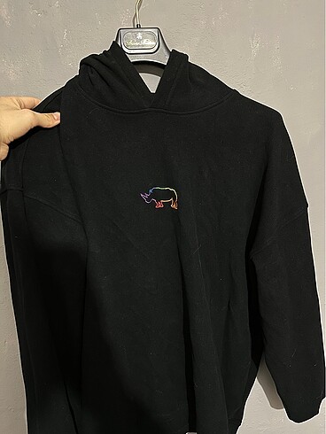 WWF Kapüşonlu Hoodie Siyah ? Renkli Gergedan XXL