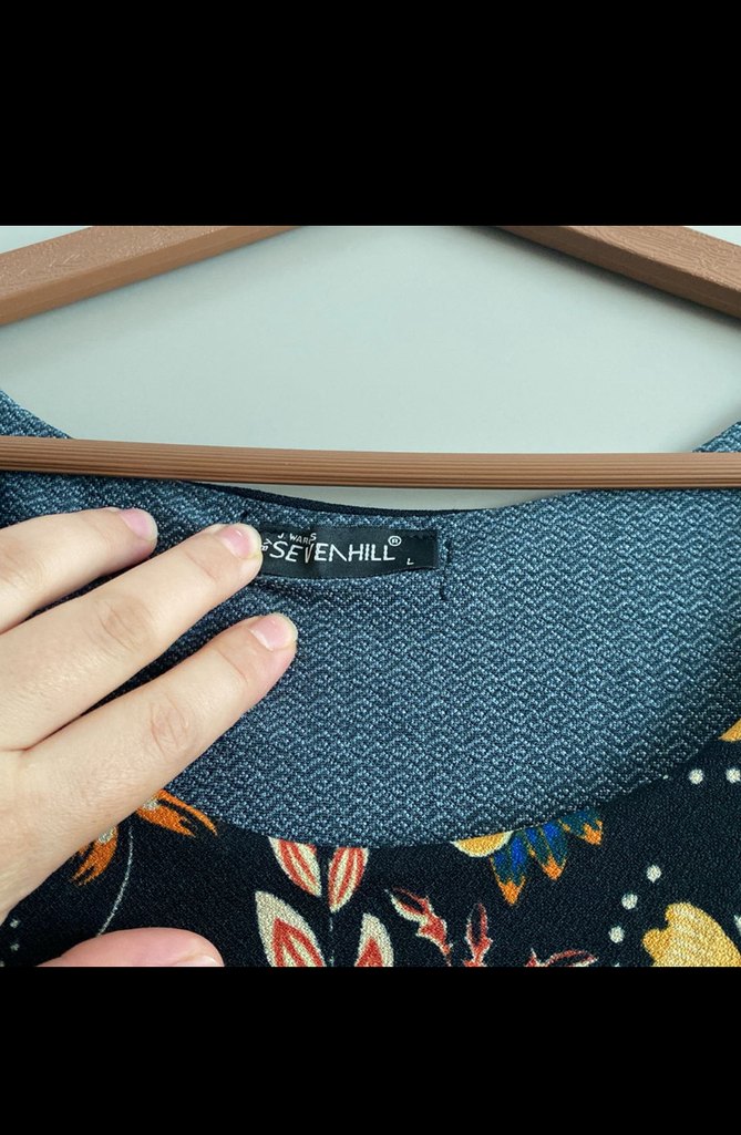 Siyah Desenli Uzun Elbise - Görsel 3