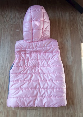 Kız Çocuk Pembe Kapüşonlu Fermuarlı Yelek - Görsel 2