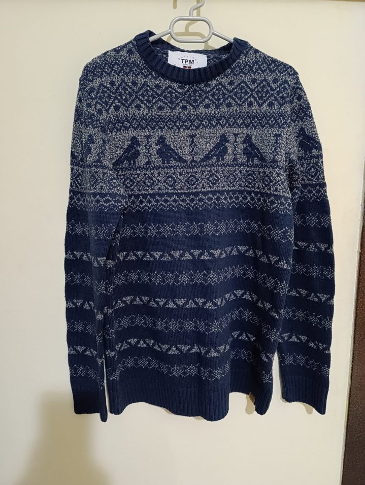 Gri Desenli Triko Erkek Kazak - Görsel 2