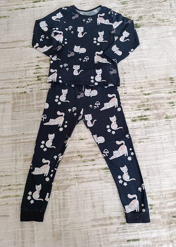 Kız Çocuk Gri Baskılı Pijama Takımı - Görsel 2