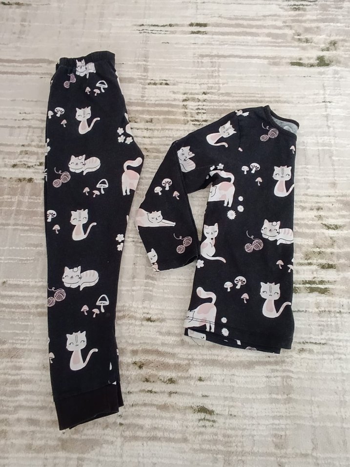 Kız Çocuk Gri Baskılı Pijama Takımı - Görsel 3