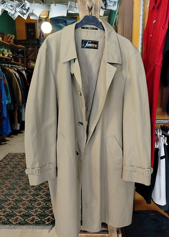 Düğmeli Haki Unisex Trençkot