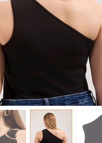 Tokalı Siyah Tek Omuzlu Bluz - Görsel 2