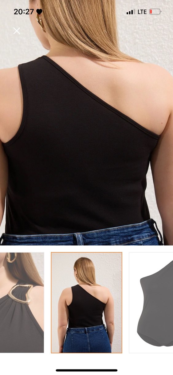 Tokalı Siyah Tek Omuzlu Bluz - Görsel 2