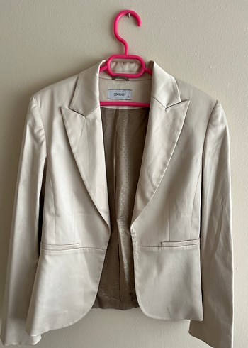 Bej Düğmeli Kadın Blazer Ceket