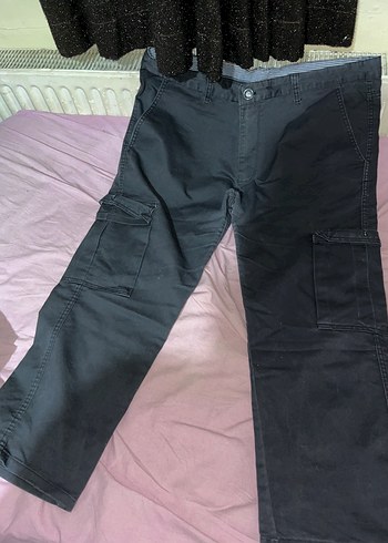 Siyah Bol Kesim Denim Kargo Pantolon