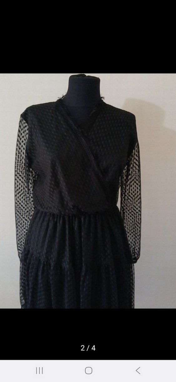 Dantel Detaylı Siyah Kısa Gece Elbisesi - Görsel 2