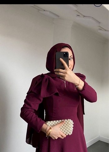 36 Beden bordo Renk Tesettür abiye