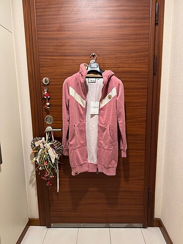 Flı papıgu uzun fermuarlı sweatshırt kapüşonlu