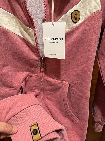 s Beden pembe Renk Flı papıgu uzun fermuarlı sweatshırt kapüşonlu