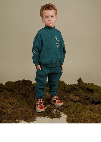 Erkek Çocuk Yeşil Nakışlı Sweatshirt - Görsel 2