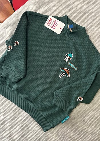 Erkek Çocuk Yeşil Nakışlı Sweatshirt - Görsel 3