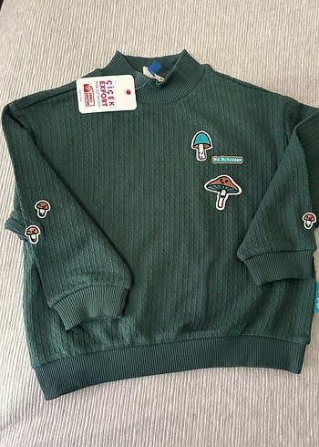 Erkek Çocuk Yeşil Nakışlı Sweatshirt - Görsel 4