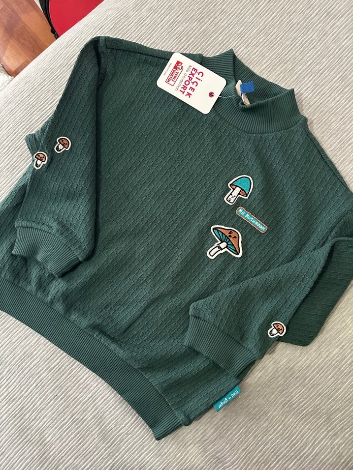 Erkek Çocuk Yeşil Nakışlı Sweatshirt - Görsel 3