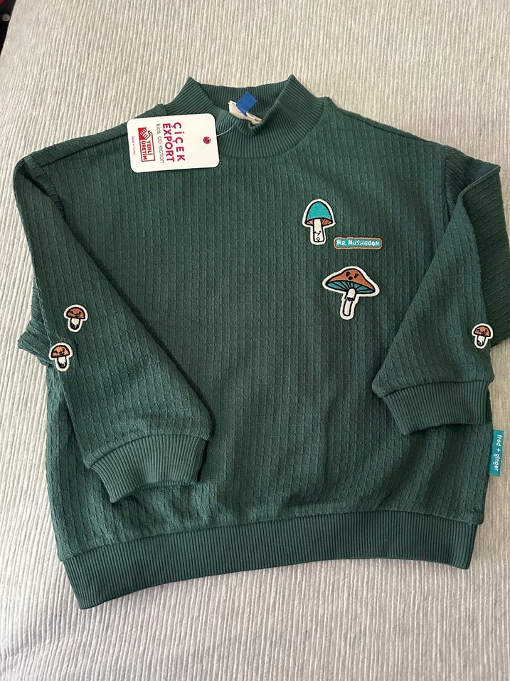 Erkek Çocuk Yeşil Nakışlı Sweatshirt - Görsel 4