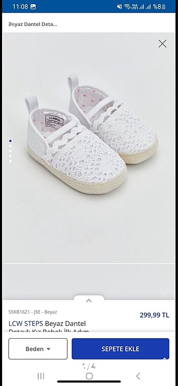 Bebek dantelli espadril ayakkabı