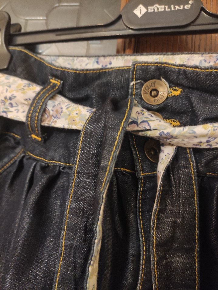 Kemerli Bol Kesim Kot Midi boy Etek - Görsel 4