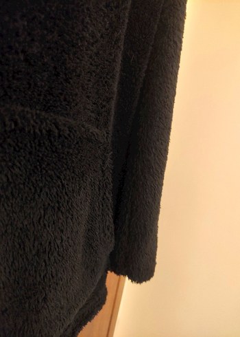 l Beden siyah Renk Siyah Peluş Kadın Sweatshirt Kapüşonlu