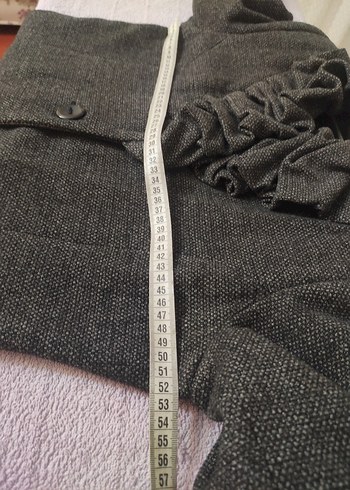 Düğmeli Fırfırlı Gri Kaban - Görsel 10