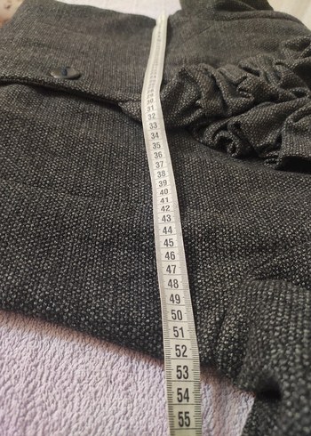 Düğmeli Fırfırlı Gri Kaban - Görsel 12