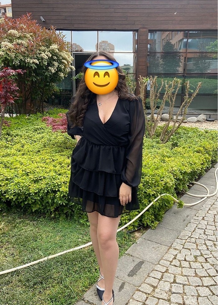 Uzun kollu tül mini abiye - Görsel 4