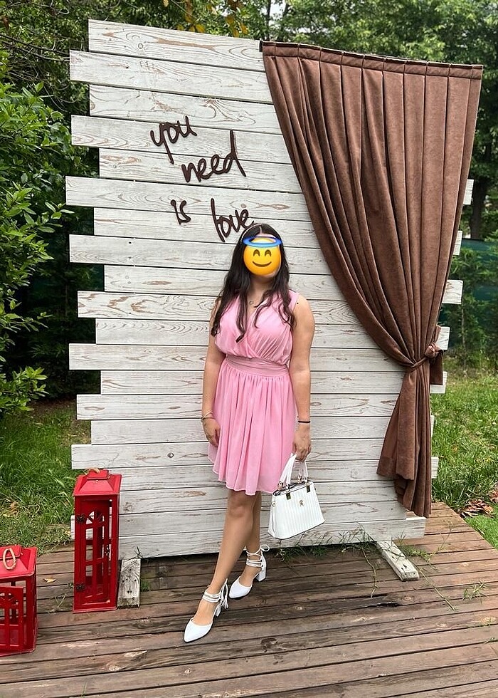 Pembe sıfır kol abiye - Görsel 4