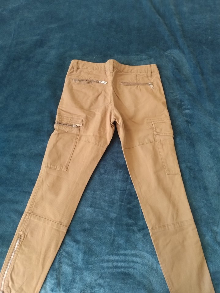 Bej Fermuarlı Kadın Midi Denim Pantolon - Görsel 2