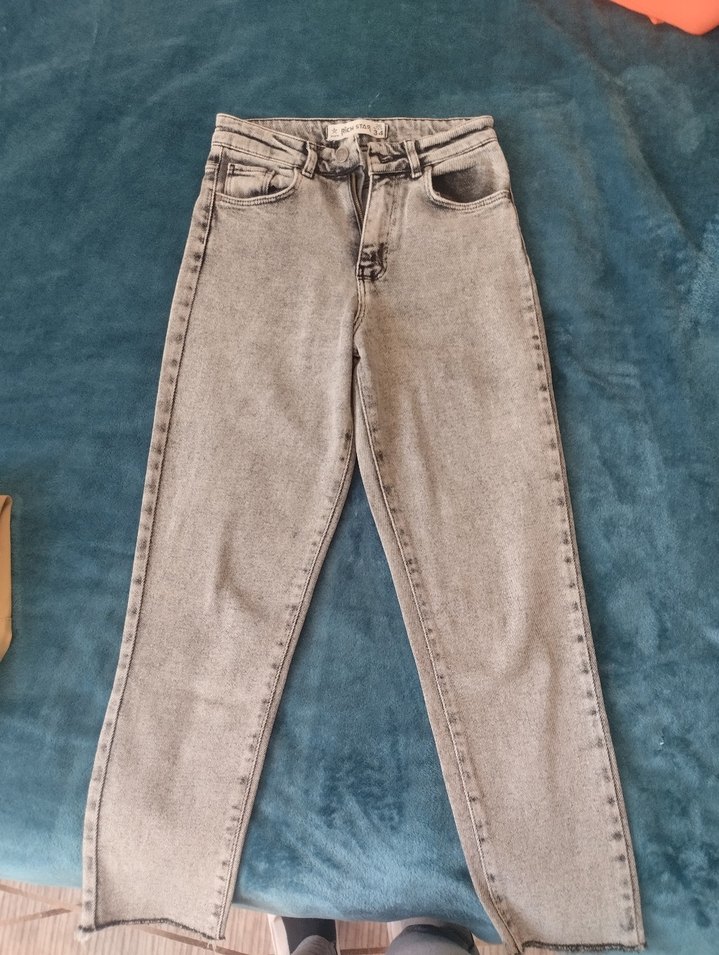 Gri Baggy Kadın Kot Pantolon - Görsel 2