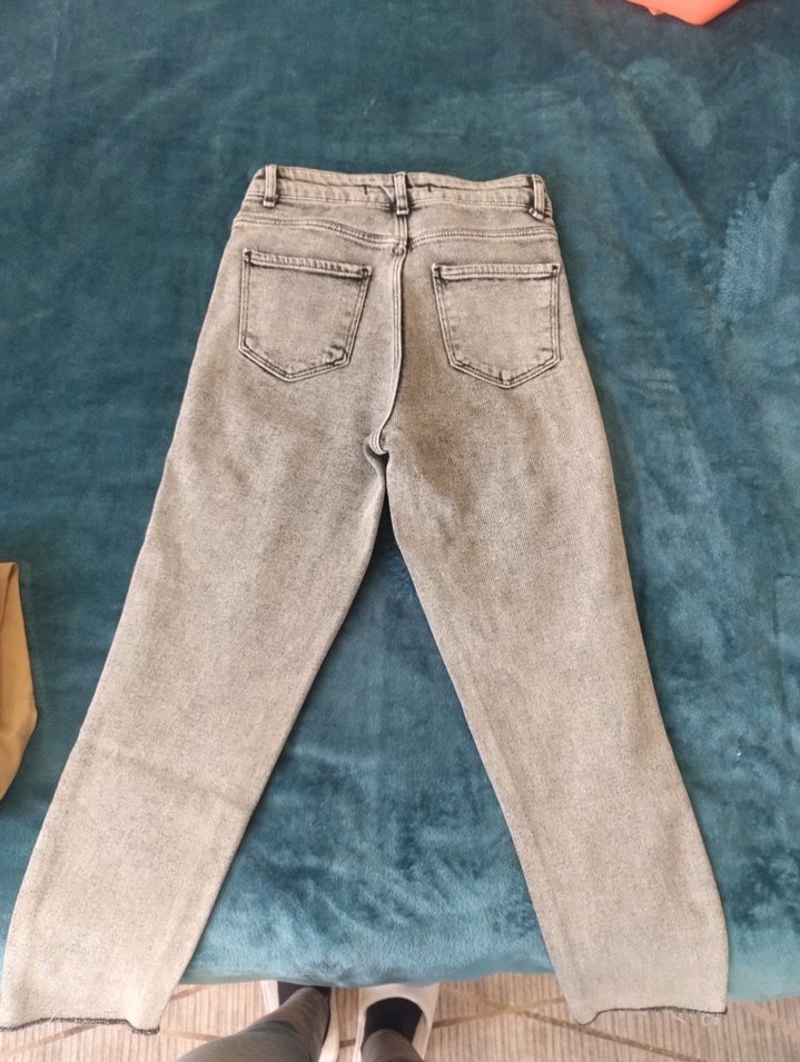 Gri Baggy Kadın Kot Pantolon - Görsel 3