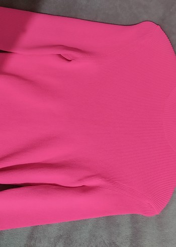 Pembe Yüksek Yakalı Kadın Triko Kazak - Görsel 2