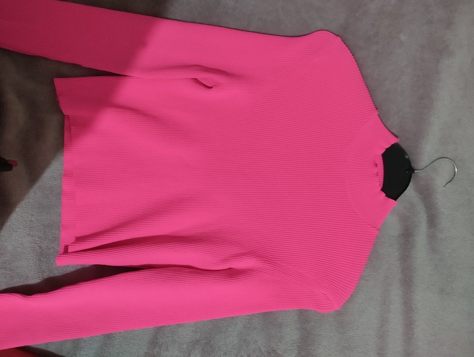 Pembe Yüksek Yakalı Kadın Triko Kazak - Görsel 2