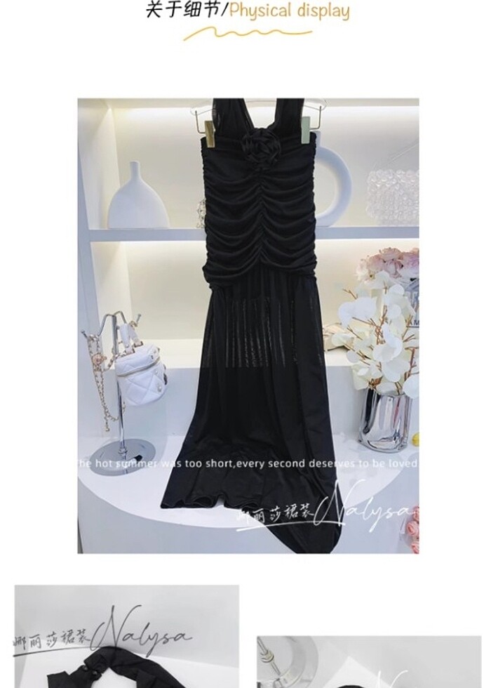 Siyah dekolteli uzun elbise - Görsel 3