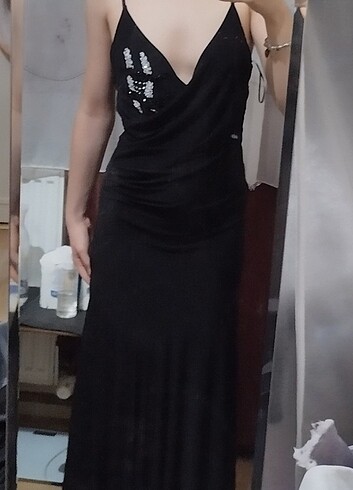 Siyah uzun elbise - Görsel 2