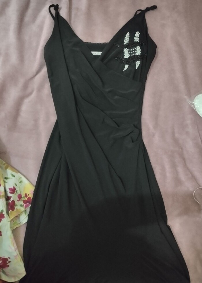 Siyah uzun elbise - Görsel 3