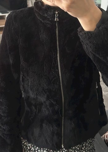 Siyah Kürk Detaylı Midi Kadın Ceket - Görsel 5