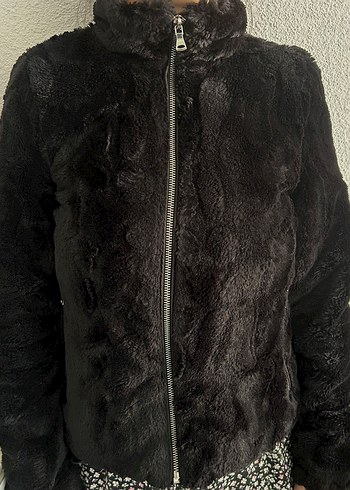 Siyah Kürk Detaylı Midi Kadın Ceket - Görsel 4