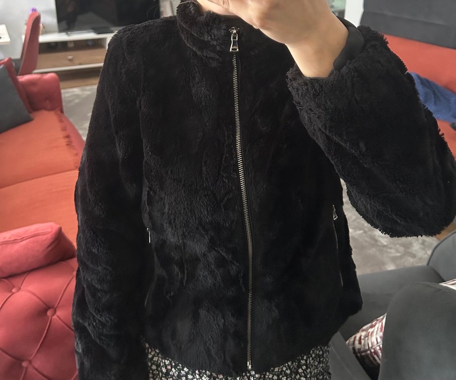 Siyah Kürk Detaylı Midi Kadın Ceket - Görsel 5