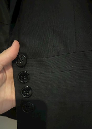 Siyah Kadın Ofis Blazeri, Normal Boy, Düğmeli - Görsel 4