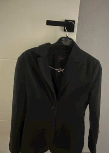 Siyah Kadın Ofis Blazeri, Normal Boy, Düğmeli - Görsel 2