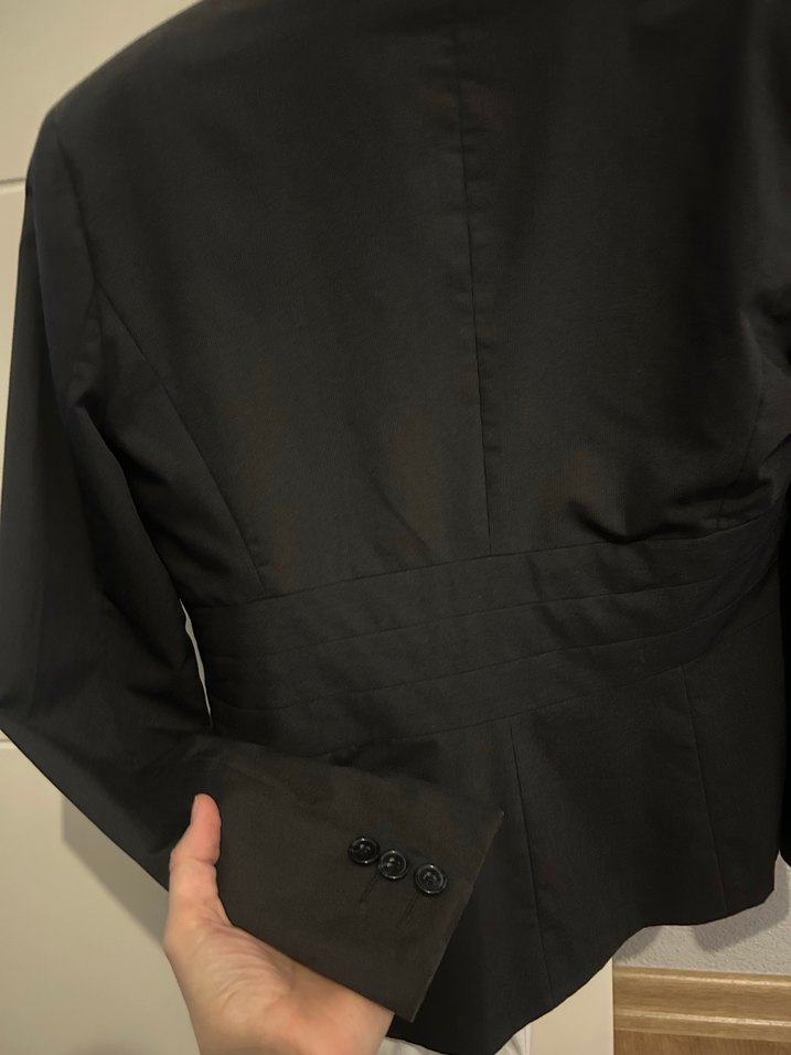 Siyah Kadın Ofis Blazeri, Normal Boy, Düğmeli - Görsel 3