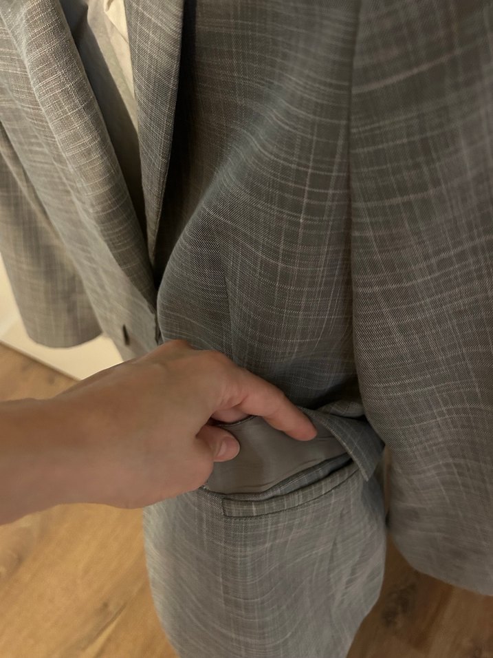 Gri Düğmeli Kadın Ceket - Görsel 4