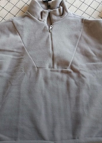 Yüksek Yaka Bej Rahat Sweatshirt - Görsel 2