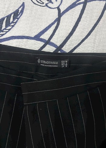 Çizgili Siyah Kadın Kumaş Pantolon