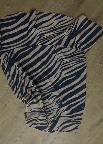 Trendyol & Milla Kadın Kahverengi Zebra Desenli Midi Kumaş etek
